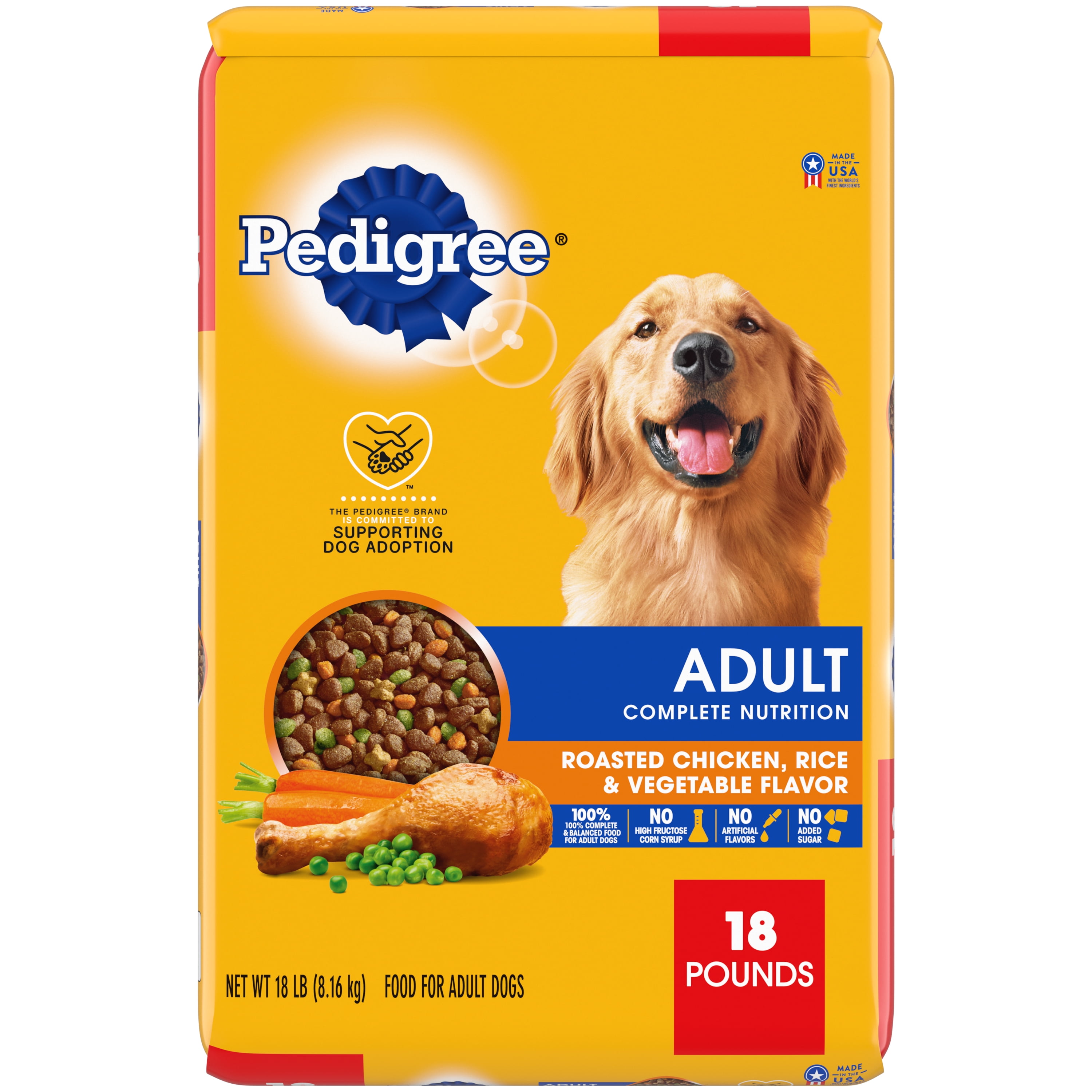 Pedigree Complete Nutrition Roasted Chicken, Rice & Vegetable Flavor Dry Dog Food for Adult Dog, 18 lb. Bag