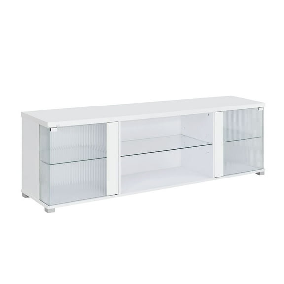 Picket House Furnishings Indira 70" TV Stand with LED in Glossy White