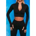 thumbnail image 2 of Women's Chest Zipper Long Sleeve Yoga Suit Vertical Striped Belted Sportswear Women's Running Fitness Wear WERSEON Yomym Modelo, 2 of 6