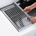 thumbnail image 3 of CHAO Soporte para esponja para fregadero de cocina, 33*23cm, organizador para fregadero, soporte telescópico para esponja para almacenamiento en fregadero, adecuado para fregadero, plástico, 3 of 5