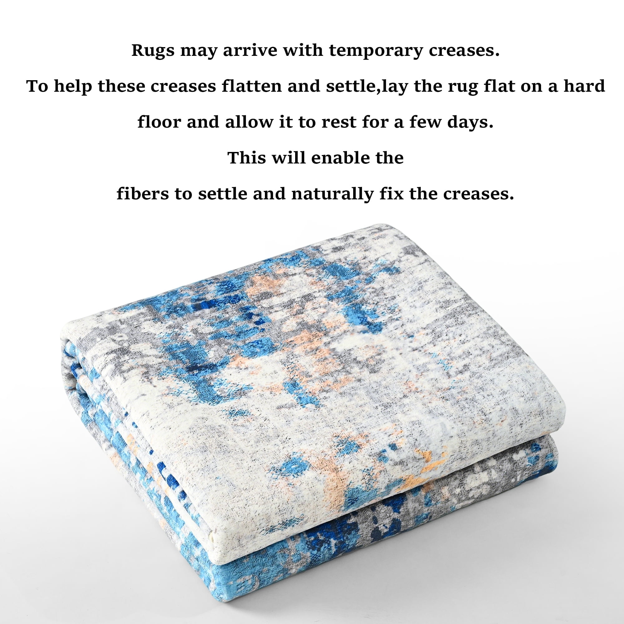 Arogan Modern Abstract Washable Rug for Living Room, Bedroom, Dining Room, Children's Playroom, Blue, 2' x 3'