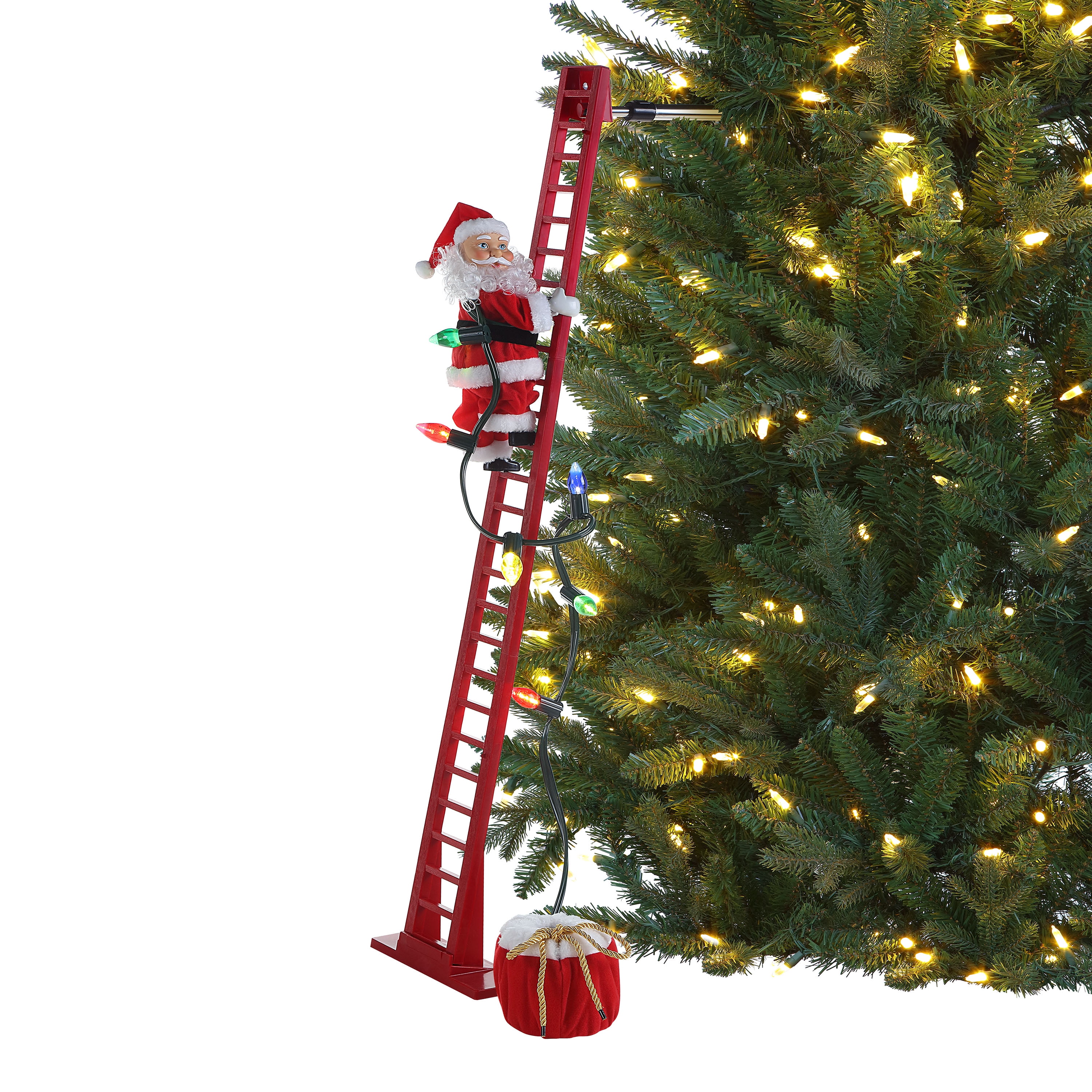 MR CHRISTMAS STEPPING SANTA CLIMBS LADDER PLAYS 15 CAROLS  USE ON TREE 