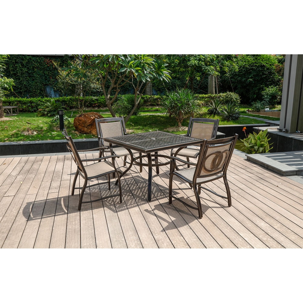 Kepooman 5-pcs Square Coffee Table with Lounge Chair, Black Gold Kepooman 5-pcs Square Coffee Table with Lounge Chair, Black Gold