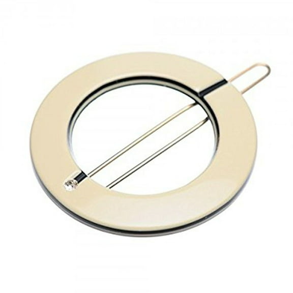 French Amie Magic Circle Small Ivory Round Handmade Side Slide Barrette Snap Pin