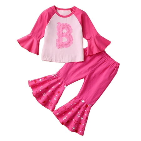 

JUMESG Toddler Outfits for Girls Baby Toddler Girl Clothes Long Sleeve Tops + Pants + Headband 3 Pcs Outfit Set (Red 2-3 Years)