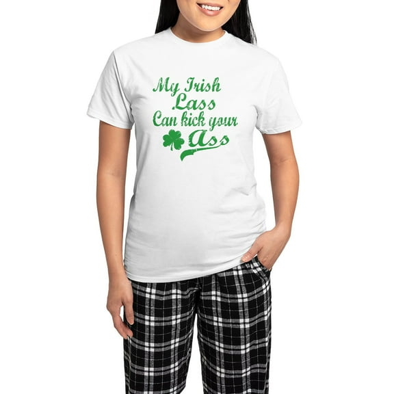 CafePress - Irish Lass Women's Light Pajamas - Women's Short Sleeve Print T-Shirt and Pants Light Cotton Pajama Set