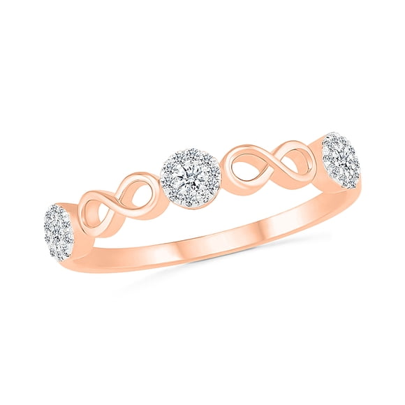 DGOLD 10kt Rose Gold Round White Diamond Classic 3 stone Ring (1/4 cttw)