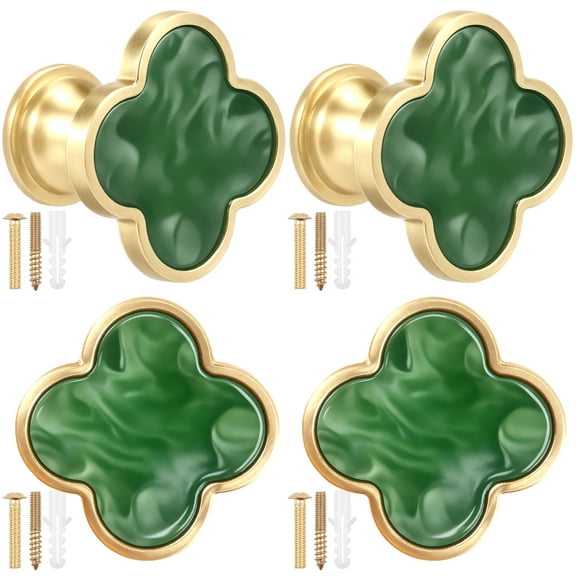 Threns 4 Pcs Cabinet Knobs Zinc Alloy Dresser Knobs Elegant Clover Drawer Knobs and Pulls Multifunctional Decorative Wall Hooks for Closet Bookcase Furniture Wardrobe