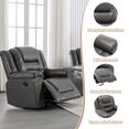 thumbnail image 3 of 1 Seater 360°Swivel and Rocking Home Theater Recliner, PU Sofa Seat with Overstuffed Soft Cushion and Wider Armrests for Living Room,Bedroom, Grey, 3 of 7