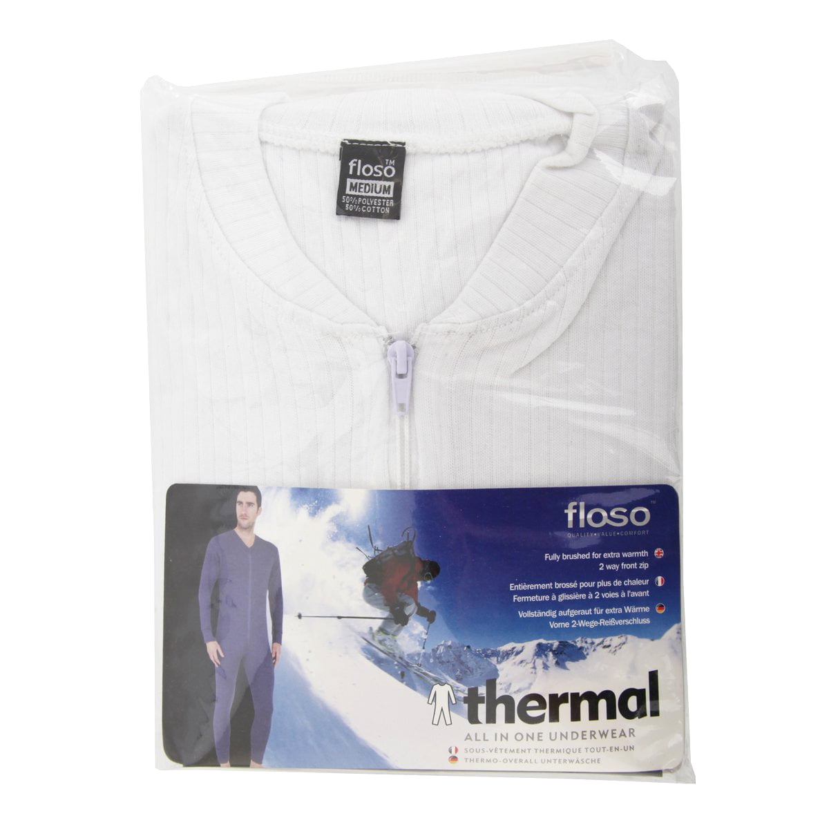 FLOSO Mens Thermal Underwear All In One Union Suit With Rear Flap