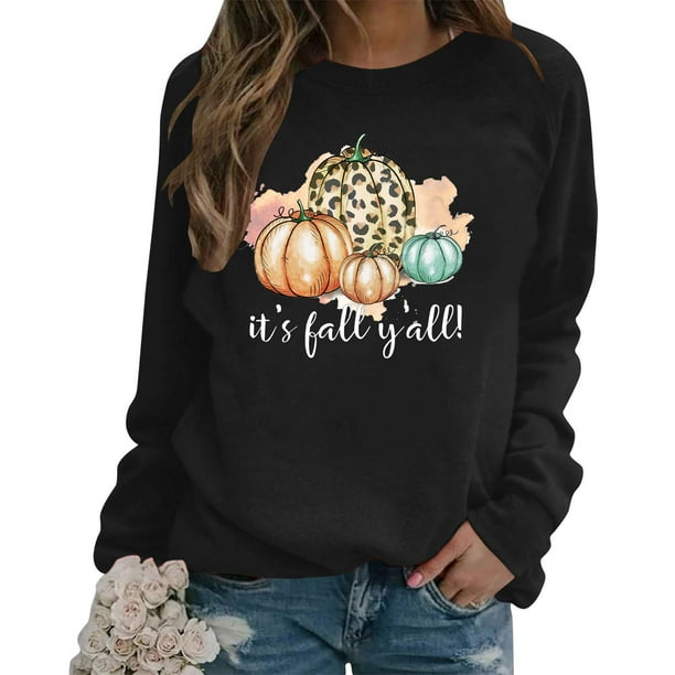 ICHUANYI Liquidación Camiseta estampada de moda para mujer Blusa de manga larga Cuello redondo Tops casuales Sudadera con capucha ICHUANYI WER202308244903