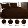 thumbnail image 4 of 3 Piece Luxury 5 Inch Two Layer Ruffle Comforter 550 GSM All Season (Full/Queen Size) Premium Super Soft - 800 TC, 100% Egyptian Cotton- Solid Chocolate Colour, 4 of 7