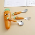 thumbnail image 3 of Children Cutlery Cartoon Fork Head Passivation Mirror Reflection Carrot Shape Spoon Fork for Kids, 3 of 7