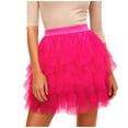 thumbnail image 2 of Kilaqueen Skirts for Women Tulle Mesh Elastic Waist Pleated Mini Skirt Solid Color Tiered Party Trendy Tutus, 2 of 5