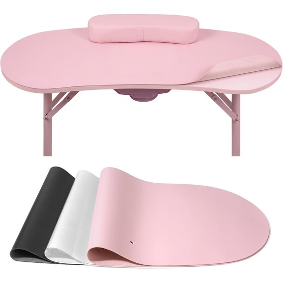 (Only Nail Mat) Clear PVC Table Cover Protector for Nail Desk, Foldable Manicure Nail Table Protective Mat for Nail Tech Salon, Professional Nail Desk Pads, Waterproof (35.5 x13.1 inch)