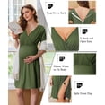 thumbnail image 2 of Oudiya Short Sleeve Maternity Nursing Dress Nightgown with Button Labor and Delivery Gown for Hospital S-XXL, 2 of 5
