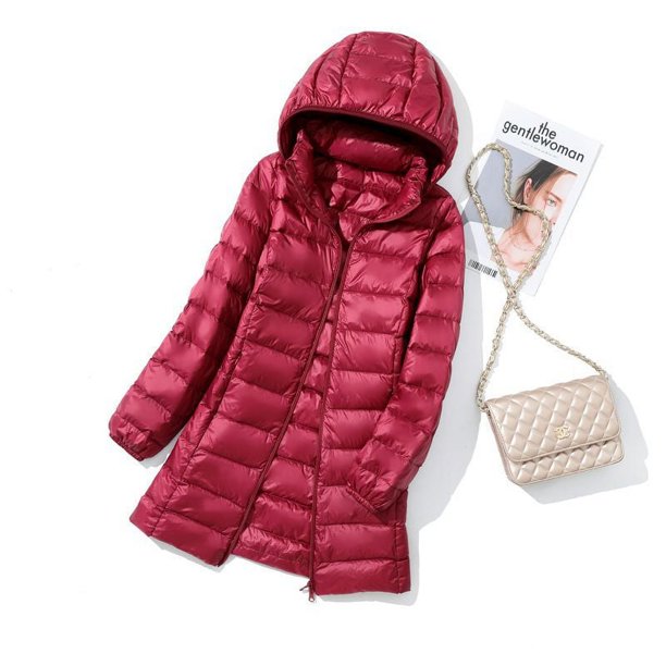 Chaqueta ligera con capucha de longitud media para mujer, con capucha, para otoño e invierno, desmontable, con capucha