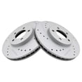 thumbnail image 2 of TRQ Front Performance Brake Rotor Drilled Slotted Pair Set for 1995-2002 Continental / 1996-1997 Cougar / 2001-2005 Sable / 1996-2007 Taurus / 1996-1997 Thunderbird, 2 of 7