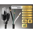 thumbnail image 3 of Cable Leader 6ft NEMA 5-15P to ROJ Pigtail AC Power Cord 18AWG, Black, 3 of 6