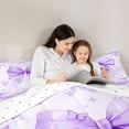 thumbnail image 5 of Homewish Flower Butterflies Bowtie 2pcs Bedding Comforter Set For Teens Children Female,Dreamy Princess Twin Comforter Sets,Purple Floral Bow Breathable Bedding Set,Super Cozy Room Decor,Reversible, 5 of 8