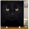 thumbnail image 3 of 4PCS Black Panther Shower Curtain Sets, Black Cat with Yellow Eyes African Safari Wildlife Wild Animal Bathroom Decor, Waterproof Fabric Black Shower Curtain, Non-slip Bath Mat Toilet Lid Cover, 3 of 8