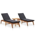 thumbnail image 1 of Charmma Sun Loungers 2 pcs with Table Poly Rattan and Solid Acacia Wood, 1 of 11