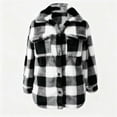 thumbnail image 3 of Khunlpohl Kids Fleece Plaid Coats Sherpa Overcoats Fall Winter Warm Loose Button down Outwear Clothes, 3 of 7