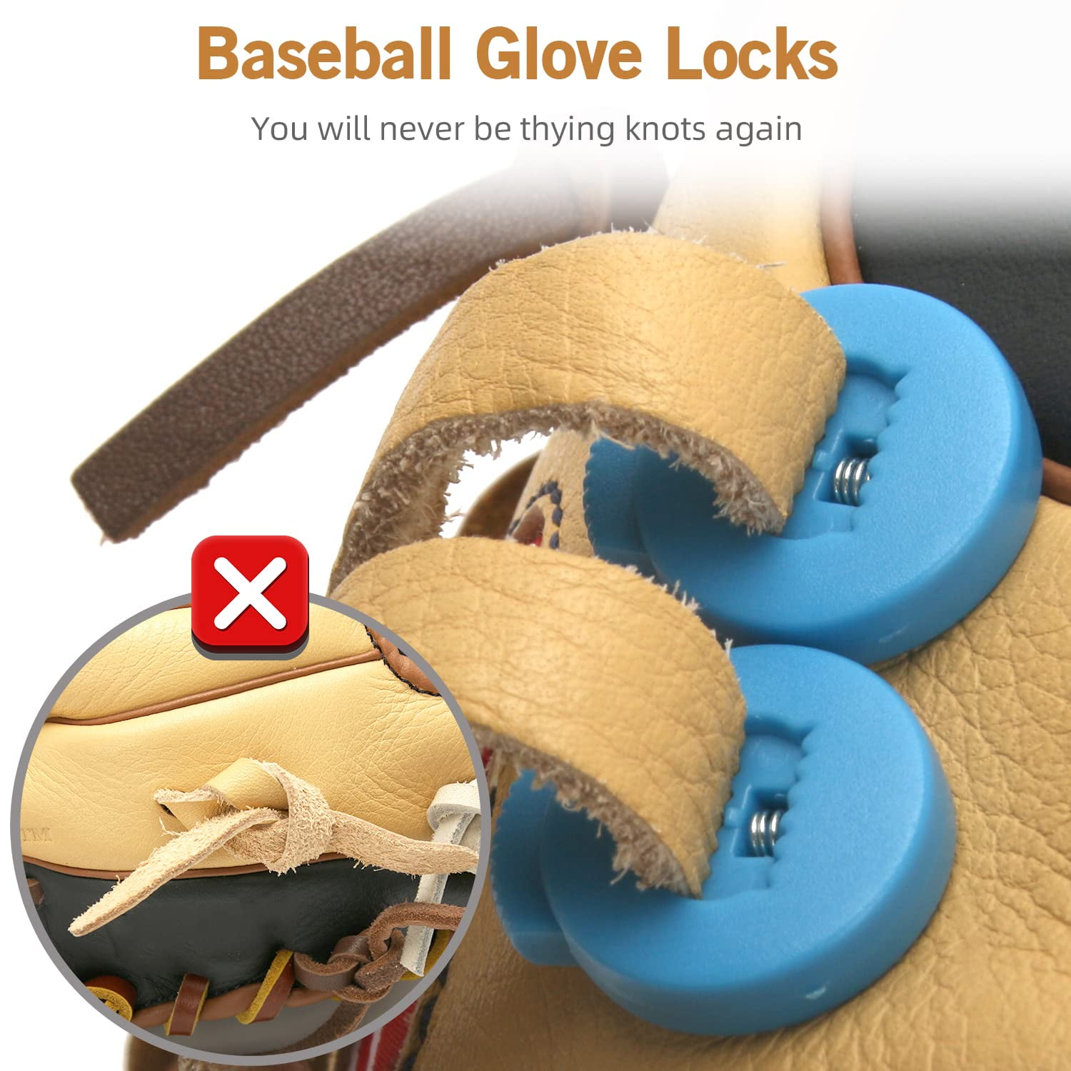 Glove Locks Baseball 48 Pack,Glove Baseball Laces Lock Is Sturdy,No Knot  Required,Glove Locks Suitable For All Gloves