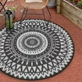 Nuu Garden Round Outdoor Rug for Patios Plaid Reversible Patio Rug