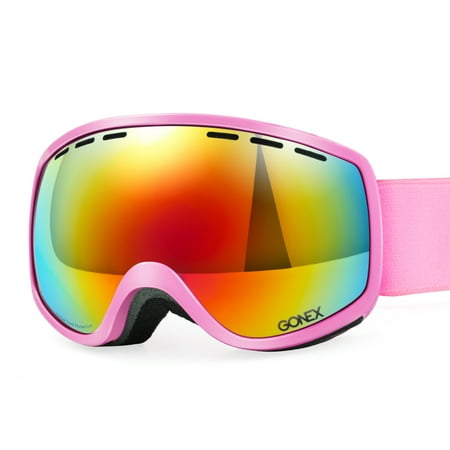 10.0 Ski - Kids Ski Goggles, Gonex Anti Fog 100% UV Protection Snow Goggles for Boys & Girls Children Toddler with Case