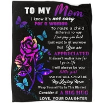 To My Mom Throw Blanket Flowers Ultra-Soft Micro Fleece Blankets Birthday Gifts for Bed Couch Travel Beach 50"x40"