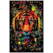 Tiger Splatter Non Flock Blacklight UV Black Light Blacklight Trippy Poster 24x36 Inches