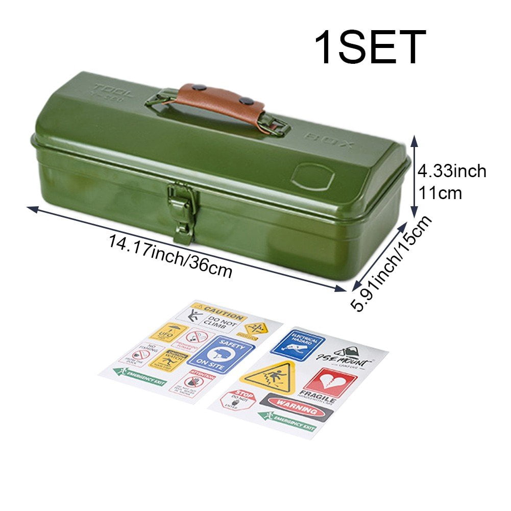 Vjnyvs Metal Tool Box, Multifunction Iron Toolbox, Portable Tool Box with Stickers Repair Tool Storage Box Container with Metal Latch for Tool Storage