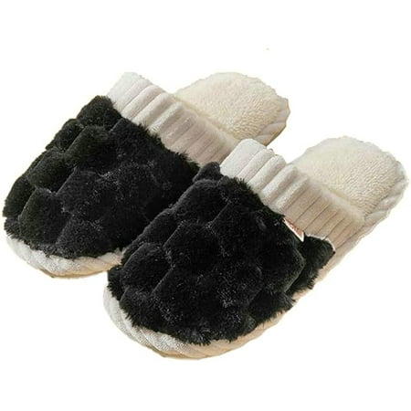 

DanceeMangoo Women Men Trendy Cozy Fluffy Fur Memory Foam House Slippers Warm Furry Bubble Bow Fashion Shoes Indoor