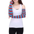 thumbnail image 2 of Gants Longs Sans Doigts pour Femmes avec Passe-Pouce, Manchon Chauffe-Bras, Longueur Coude (Rayures Rouges et Bleues), 2 of 5