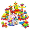 thumbnail image 3 of Juego de bloques de construcción para niños pequeños First Builders, bolsa de construcción grande con 100/130 piezas y almacenamiento, azul, a partir de 1 año, 3 of 6
