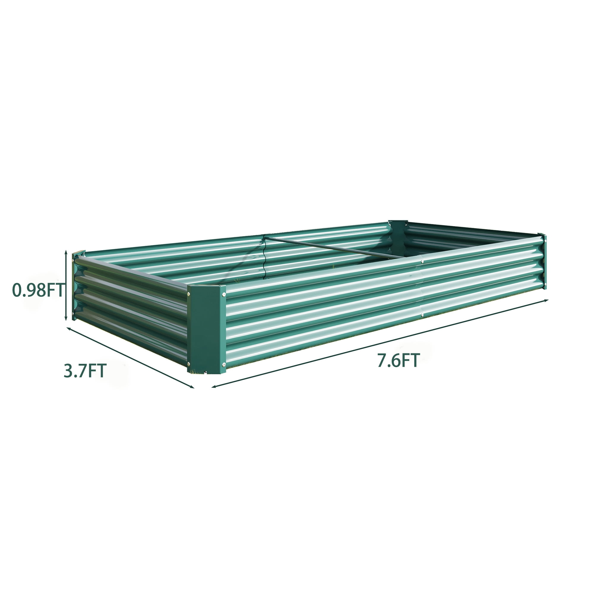 Miniyam 7.6×3.7×0.98ft Metal Raised Garden Bed, Rectangle Raised Planter for Flowers Plants, Vegetables Herb, Green