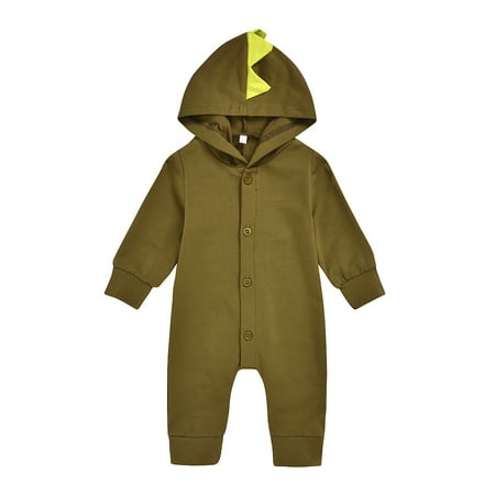 

Dezsed Fall Toddler Boy Clothes Cute Dinosaur Hoodie Romper Jumpsuit Long Sleeve Single Breasted Cotton Infant Jumpsuit Cartoon Costume Overalls For Boys 0-24M