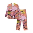 thumbnail image 1 of Balery Flamingo Riding a Bicycle Pijama para Hombre de Dos Piezas con Manga Larga, Conjunto de Dormir y Descanso Suave con Bolsillos-Medium, 1 of 7