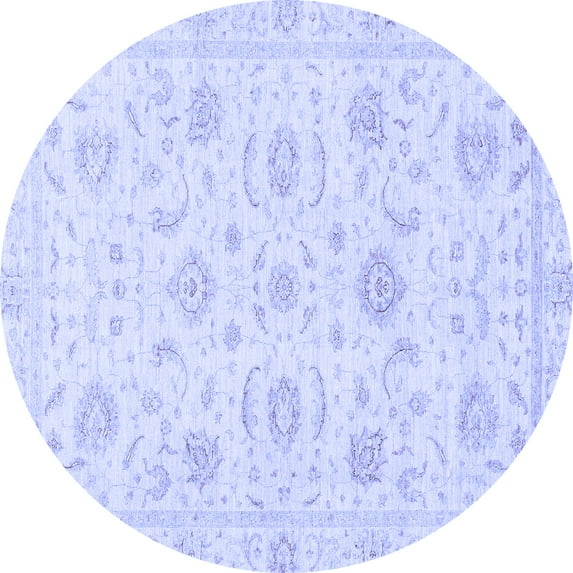 Ahgly Company Machine Washable Indoor Round Oriental Blue Traditional Area Rugs, 3' Round