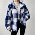 thumbnail image 2 of Eiyaclvo Fuzzy Plaid Jacket for Women Thick Warm Winter Coat Button Down Long Sleeve Collar Fleece Jackets Flannel Shackets with Pocket, 2 of 8
