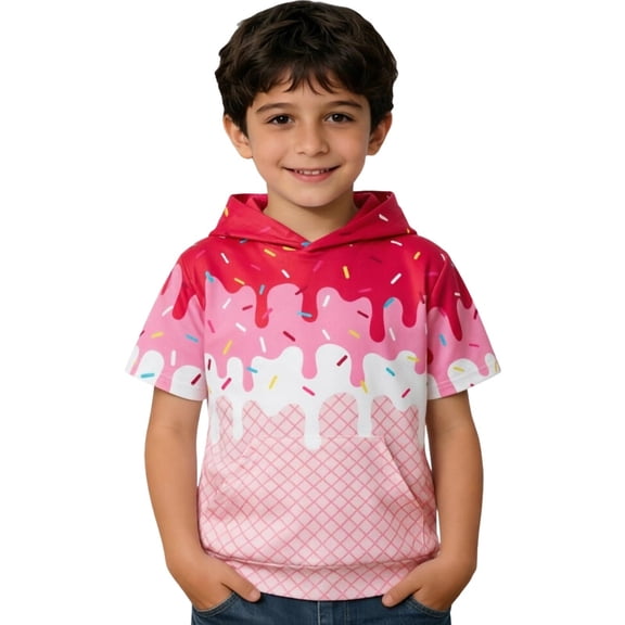 Boys Short Sleeve Hoodie Lightweight Wicking Athletic Pullover Pocket Shirts Clothes