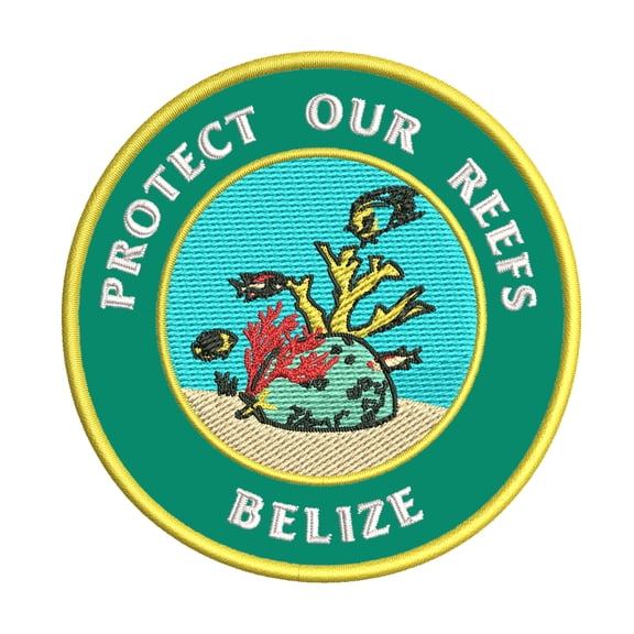 Protect Our Reefs! Belize 3.5 Inch Iron Or Sew On Embroidered Fabric Badge Patch Ocean Beach, Salt Life Iconic Series