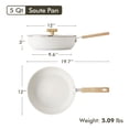 thumbnail image 3 of SENSARTE 5QT Saute Pan with Lid, 12 Inch White Nonstick Deep Frying Pan with Anti-Scald Handle, Dishwasher & Oven Safe, Induction Compatible, 3 of 10