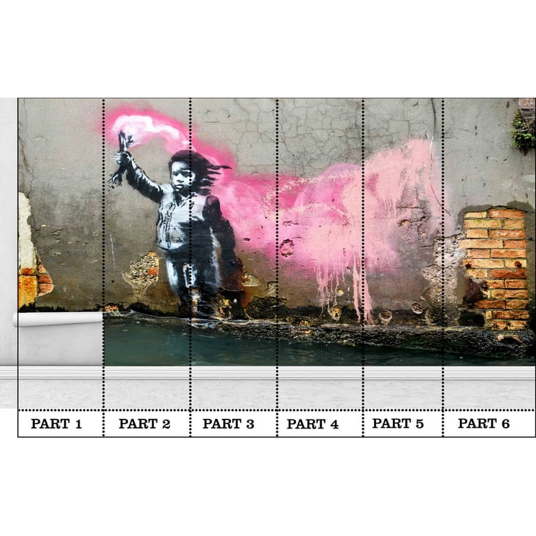 Wallpaper Wall Art, Banksy Street Wall Print, Bright
