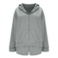 thumbnail image 3 of Cotton 2 Piece Sweatsuits Short Sets Womens Full Zip Hoodie Jacket and Shorts with Pockets Sports Outfits (2XL, Gray), 3 of 6