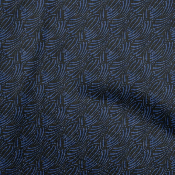 oneOone Cotton Silk Medium Blue Fabric Abstract Sewing Fabric By The Yard Printed Diy Clothing Sewing Supplies 42 Inch Wide