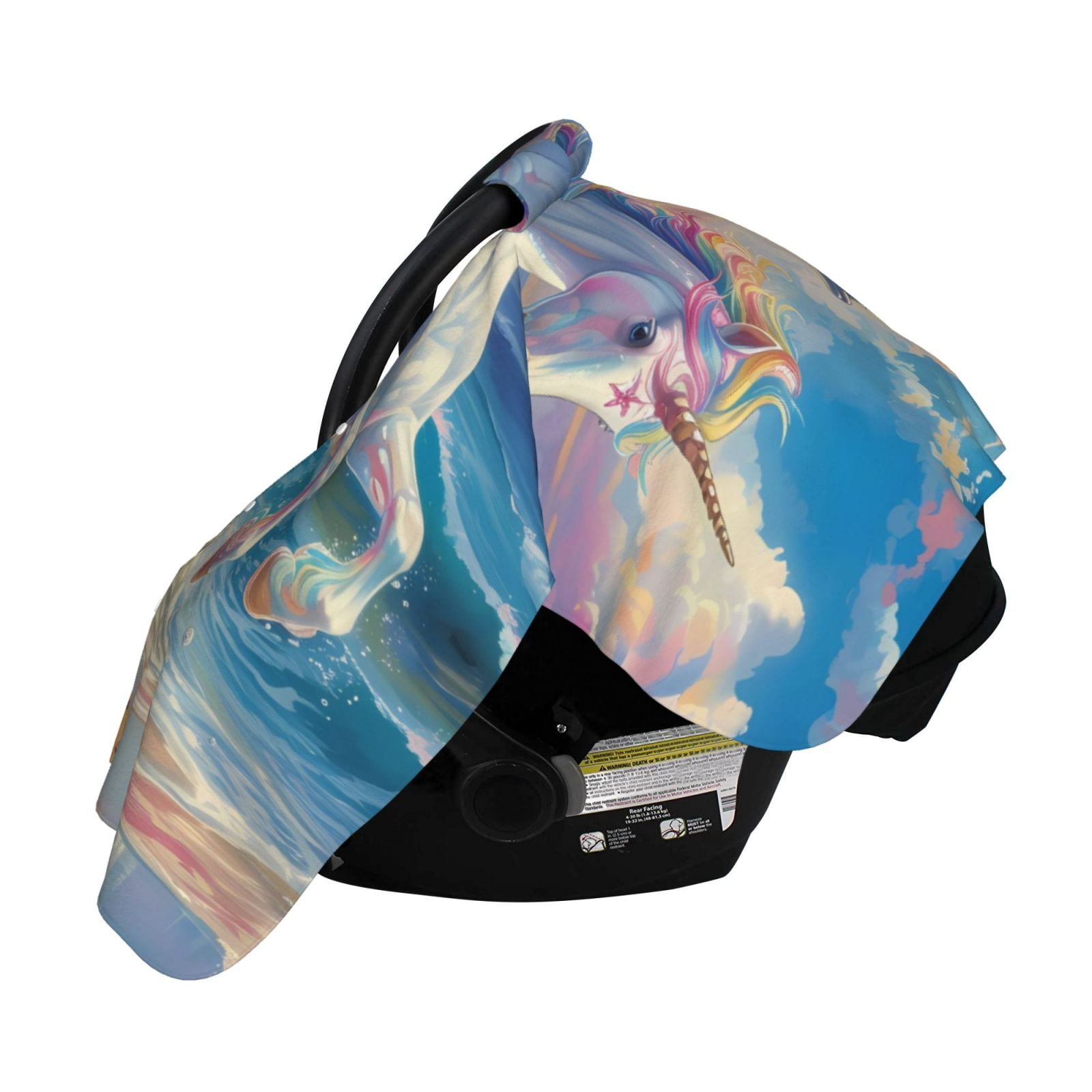 Naloa Dolphin Rainbow Horse Baby Car Seat Cover, Breathable Baby Carrier Cover, Multiuse Baby Carrier Cover & Nursing Breastfeeding Cover