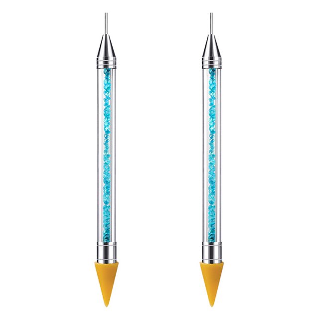 Nail Rhinestone Picker Dotting Tool , Dual-ended DIY Nail Art Tool With Acrylic Handle