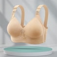 thumbnail image 5 of Gymayou Full Cup Wireless Bra for Older Women Thin Cup No Underwire Comfort Bra Breathable Gathering Bras Beige L, 5 of 8
